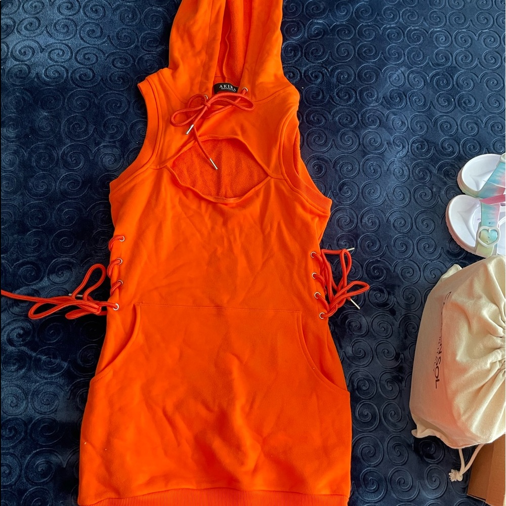 Akira orange terry dress